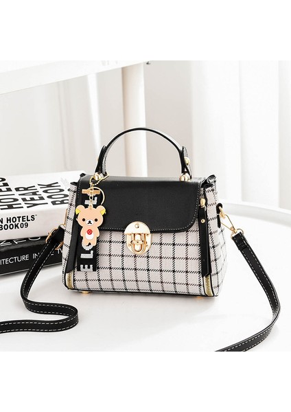 Yeni Ekose Kontrast Renk Taşınabilir Omuz Çantası (Yurt Dışından)