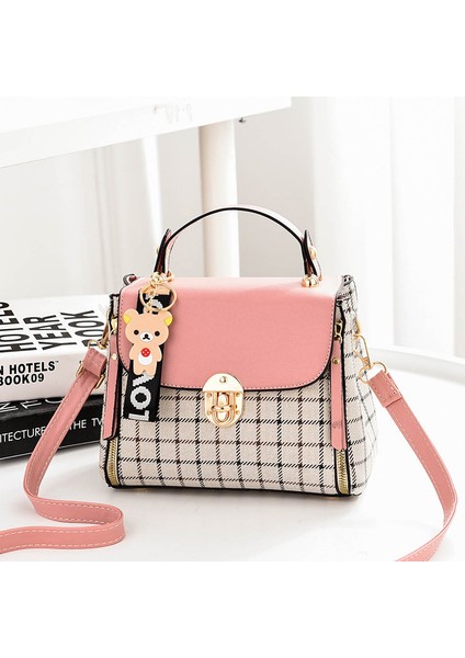 Yeni Ekose Kontrast Renk Taşınabilir Omuz Çantası (Yurt Dışından)