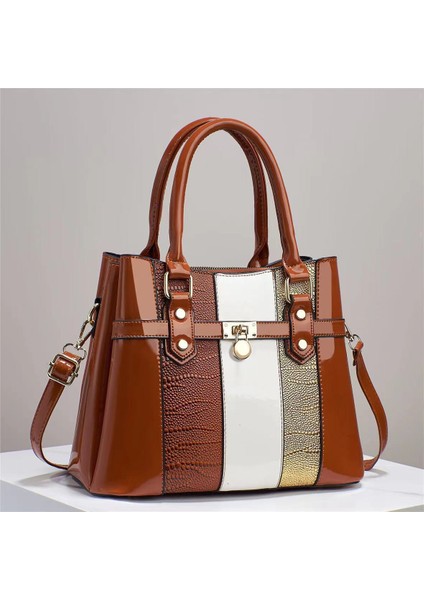 Moda Doku Kontrast Renk Tek Omuz Crossbody Çanta (Yurt Dışından)