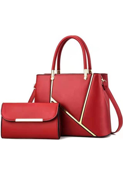 Moda Düz Renk El Çantası Tek Omuz Çapraz Çanta Iki Parçalı Seti (Yurt Dışından)