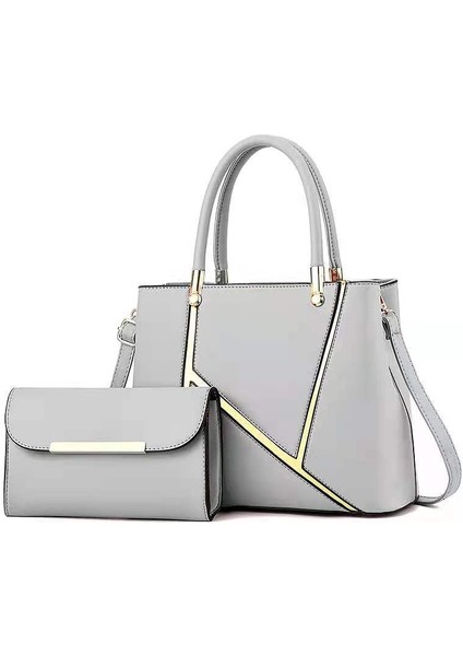 Moda Düz Renk El Çantası Tek Omuz Çapraz Çanta Iki Parçalı Seti (Yurt Dışından)