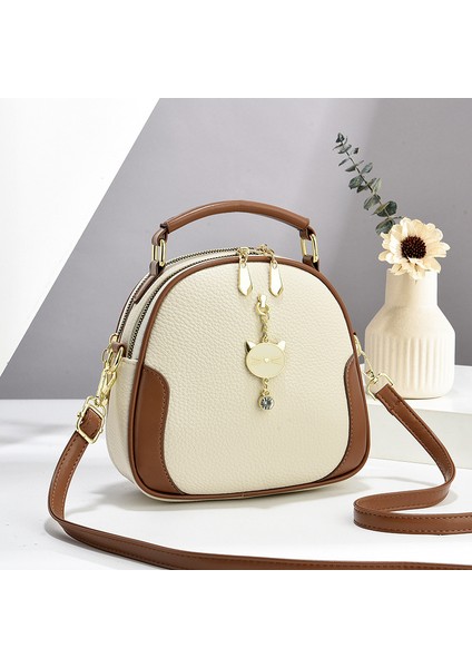 Moda Kontrast Renk Popüler Omuz Küçük Yuvarlak Çanta (Yurt Dışından)