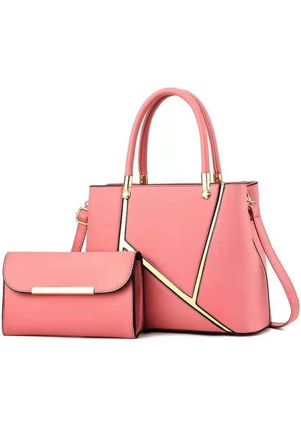 Moda Düz Renk El Çantası Tek Omuz Çapraz Çanta Iki Parçalı Seti (Yurt Dışından)