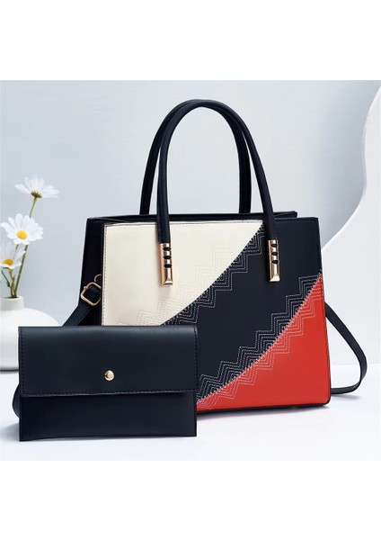 Yeni Renk Bloklu Büyük Kapasiteli Tek Omuz Çapraz Taşınabilir Kadın Çantası (Yurt Dışından)