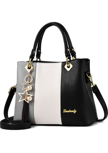 Moda Basit Ekiş Kontrast Renk Tek Omuz Crossbody Çanta (Yurt Dışından)