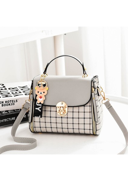 Yeni Ekose Kontrast Renk Taşınabilir Omuz Çantası (Yurt Dışından)