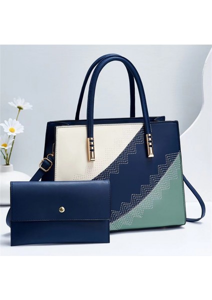 Yeni Renk Bloklu Büyük Kapasiteli Tek Omuz Çapraz Taşınabilir Kadın Çantası (Yurt Dışından)