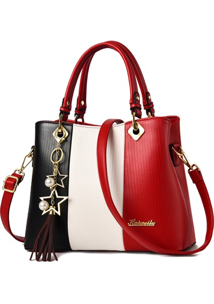 Moda Basit Ekiş Kontrast Renk Tek Omuz Crossbody Çanta (Yurt Dışından)