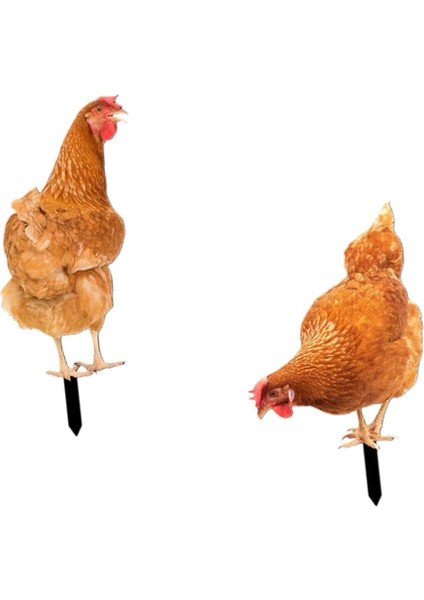 2x Tavuk Heykel Kazığı Hayvan Figürleri Avlu Çim Yolu Kazığı (Yurt Dışından)