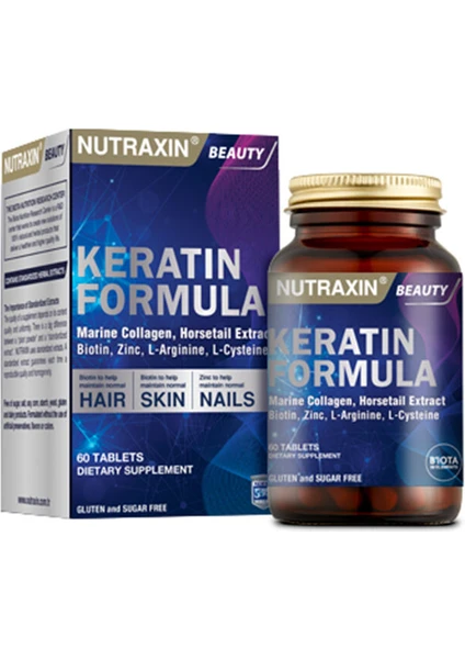 Keratin Formula - Saç Bakım Vitamini Kolajen Keratin Biotin Çinko L-Arginin L-Sistein