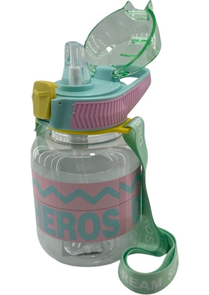 Süper Heros Kilitli Kapak Matara Suluk 670 ml 1437 Yeşil Pembe