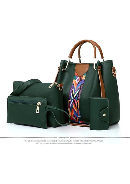 Kadın Çantaları ve Omuz Çantaları Bayanlar Için Büyük Tote Çanta Crossbody Debriyaj Setleri 4 Parça Hobo Üst Saplı Çanta Omuz ve Çanta Kadınlar Için Debriyaj Hediyeleri-Yeşil (Yurt Dışından)