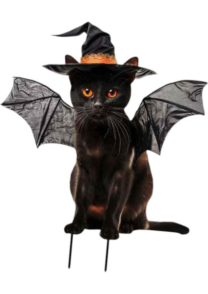 Kedi Heykeli Bahçe Kazığı Cadılar Bayramı Dekorasyonu Kedi Zemin Eki 23.3X28 cm Siyah Kanatlı (Yurt Dışından) fiyatları