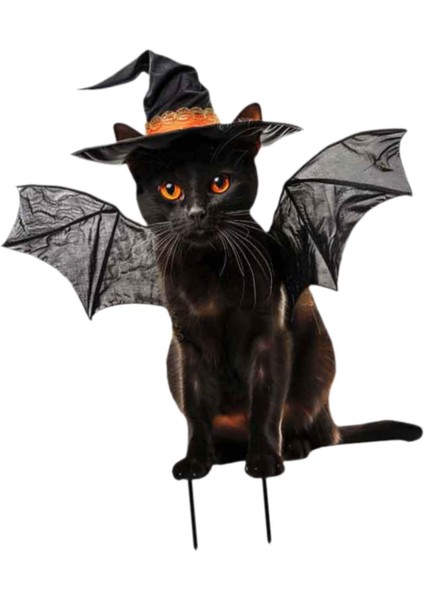 Kedi Heykeli Bahçe Kazığı Cadılar Bayramı Dekorasyonu Kedi Zemin Eki 23.3X28 cm Siyah Kanatlı (Yurt Dışından) modelleri