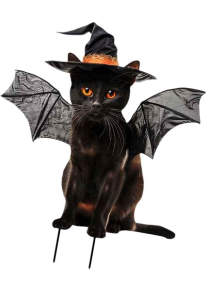 Kedi Heykeli Bahçe Kazığı Cadılar Bayramı Dekorasyonu Kedi Zemin Eki 23.3X28 cm Siyah Kanatlı (Yurt Dışından) fırsatları