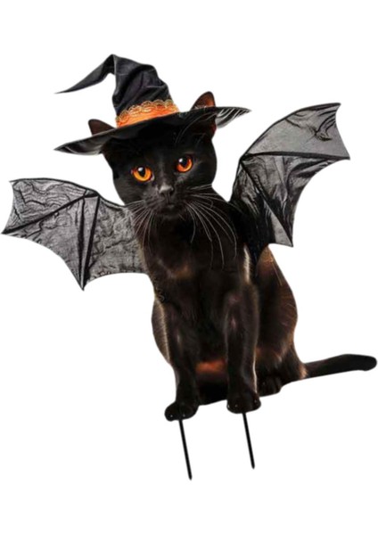 Kedi Heykeli Bahçe Kazığı Cadılar Bayramı Dekorasyonu Kedi Zemin Eki 23.3X28 cm Siyah Kanatlı (Yurt Dışından) indirimleri