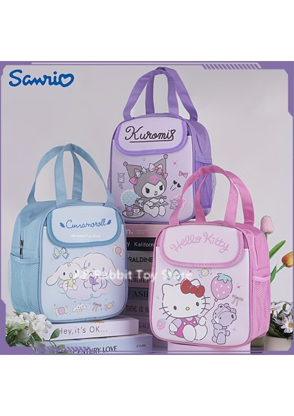 Sanrio Yalıtımlı Öğle Yemeği Çantası Hello Kitty Kuromi Cinnamoroll Baskılı Kanvas Öğle Yemeği Çantası Yeniden Kullanılabilir Fermuar Kapatma Tote Çanta Çocuklar Hediye (Yurt Dışından)