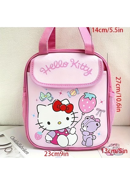 Sanrio Yalıtımlı Öğle Yemeği Çantası Hello Kitty Kuromi Cinnamoroll Baskılı Kanvas Öğle Yemeği Çantası Yeniden Kullanılabilir Fermuar Kapatma Tote Çanta Çocuklar Hediye (Yurt Dışından)