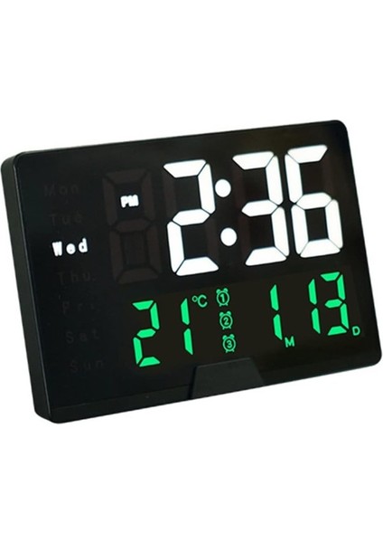 Dijital Sıcaklık Çalar Saat Dijital Radyo Masa LED 3D Saat Elektrikli Saat Sessiz Yatak S (Yurt Dışından)