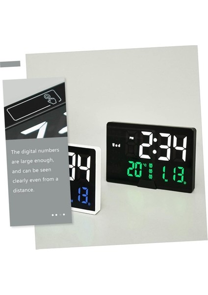 Dijital Sıcaklık Çalar Saat Dijital Radyo Masa LED 3D Saat Elektrikli Saat Sessiz Yatak S (Yurt Dışından)