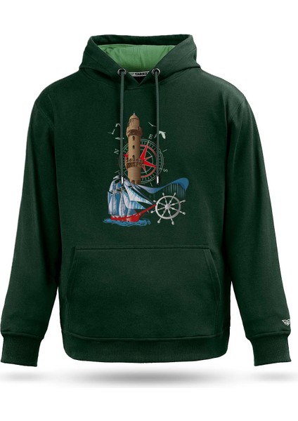 Deniz Feneri ve Yelkenli Tasarım Sweatshirt Hoodie