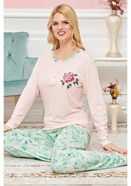 Bayan Uzun Kollu Pijama Takımı Model No 7595