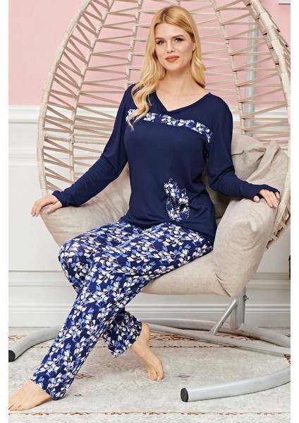 Bayan Uzun Kollu Pijama Takımı Model No 7612
