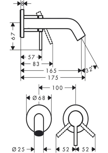 Tecturis S Ankastre Lavabo Bataryası 165 Mat Bronz 73350140 modelleri