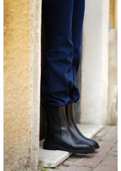 Kadın Lastikli Günlük Chelsea Bot Sebon Siyah