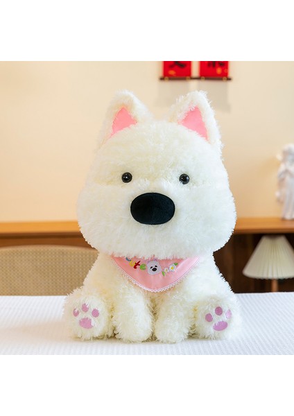Sevimli Oturan Köpek Peluş Oyuncak Bebek Önlüğü Köpek Bez Bebek 46 cm (Yurt Dışından)