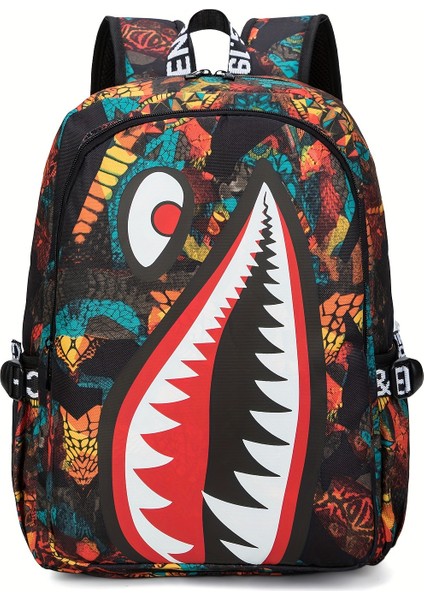 Anime Shark Genç Sırt Çantası - Erkekler ve Kızlar Için Ayarlanabilir Askılı Hafif ve Su Geçirmez Naylon Okul Çantası, Dizüstü Bilgisayarlar Için Ideal (Yurt Dışından)