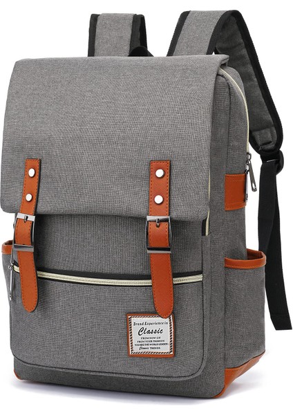 USB Portlu Kanvas Dizüstü Sırt Çantası: Erkekler ve Kadınlar Için Unisex Retro Stil Açık Seyahat Çantası (Yurt Dışından)