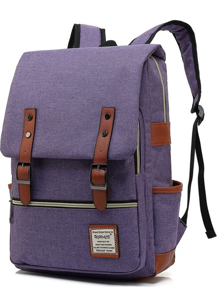 USB Portlu Kanvas Dizüstü Sırt Çantası: Erkekler ve Kadınlar Için Unisex Retro Stil Açık Seyahat Çantası (Yurt Dışından)