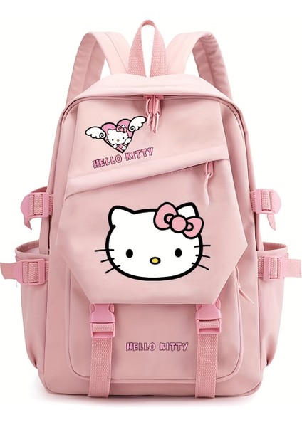 Hello Kitty Sırt Çantası - Yastıklı Askıları, Çoklu Bölmeleri, Seyahat ve Günlük Kullanım Için Güçlendirilmiş Tabanı, Kolay Temizlenebilir Dayanıklı Naylon Okul Çantası (Yurt Dışından)
