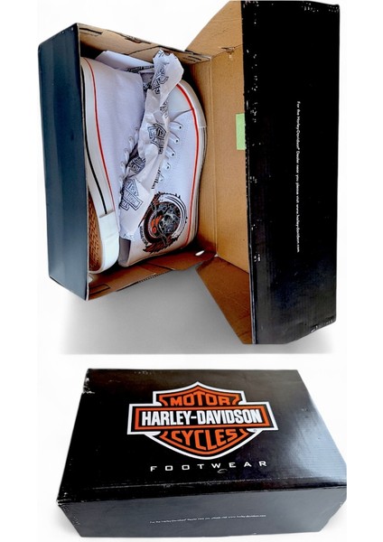 Harley Davıdson Pıstburghh Unisex Kadın /erkek Beyaz Bağcıklı Sneaker Eu 43 / Usa 10 / Uk 9