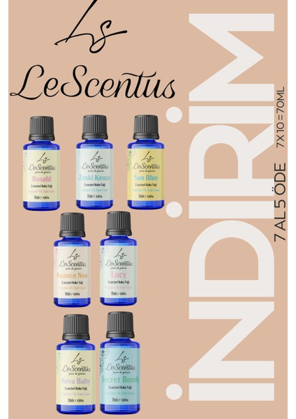 Favori Set 7 Al 5 Öde Esansiyel Koku Yağı Buhurdanlık Difüzör Mum Sabun Hobi Esansı 5X10ML