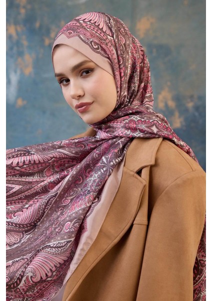 Şal Desen Vual Şal Toz Pembe Vual Ipek Şal - 9801-08