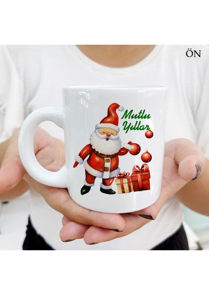 Yeni Yıl Mutlu Yıllar Noel Baba Renkli Tasarımlar ve Dekoratif Kişiye Özel Kupa Bardaklar