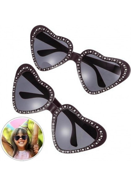 Kalp Şekilli Taşlı Parti Gözlüğü Siyah Renk fiyatları