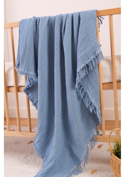 Müslin Örtü & Battaniye 4 Katlı Saçaklı Pamuk Organik Oeko-Teks Sertifikalı 120 x 100 cm fiyatları