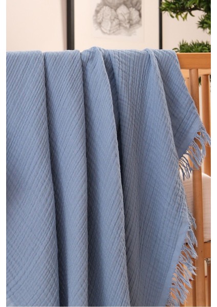 Müslin Örtü & Battaniye 4 Katlı Saçaklı Pamuk Organik Oeko-Teks Sertifikalı 120 x 100 cm modelleri