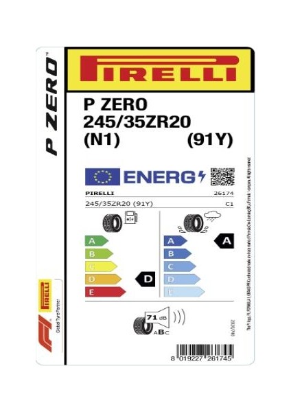 245/35Z R20 (91Y) P-Zero (N1) Oto Yaz Lastiği (Üretim Yılı:2023) fiyatları