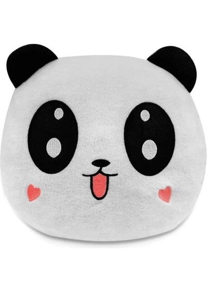 Panda Figürlü Kalp Yanaklı Sevimli Pelus Yastık Minnoş Yavru Panda Dizaynlı Dekoratif Yastık