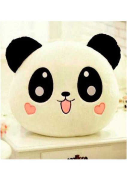 Panda Figürlü Kalp Yanaklı Sevimli Peluş Yastık Minnoş Yavru Panda Dizaynlı Dekoratif Yastık