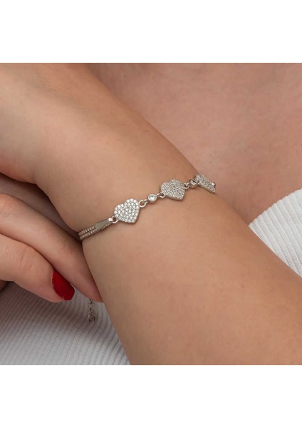 Gümüş Üçlü Kalp Kadın Bileklik indirimleri