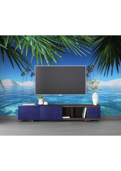 Deniz ve Palmiye Yaprak Manzaralı Duvar Kağıdı modelleri