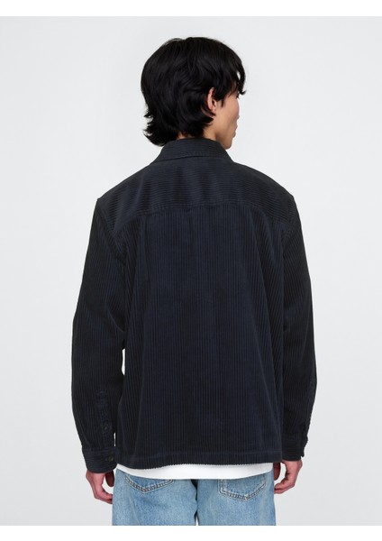 Erkek Lacivert Kadife Oversize Gömlek indirimleri