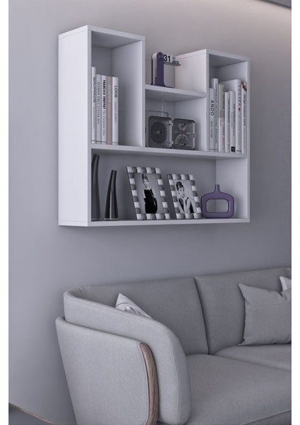 Duvara Monte 5 Bölmeli Raflı Modern Kitaplık Raf fiyatları