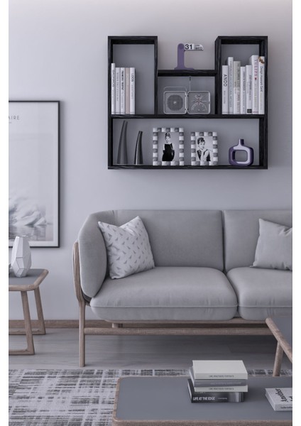 Duvara Monte 5 Bölmeli Raflı Modern Kitaplık Raf modelleri