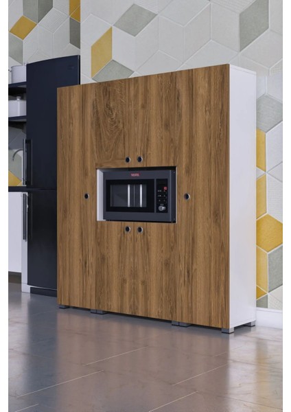 6 Kapaklı Çok Geniş Raflı Metal Ayaklı Mikrodalga Fırın Dolabı Çok Amaçlı Dolap fiyatları